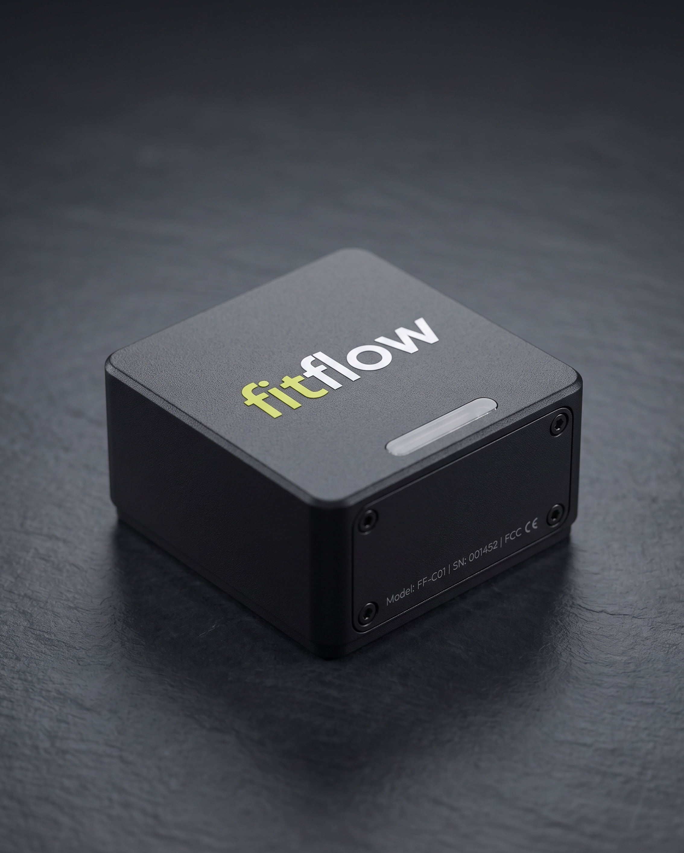 FitFlow Access Controller — model FF-C01 — three-quarter view on a dark slate surface